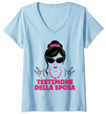 Donna Testimone Della Sposa Divertenti Regalo Amiche Gadget Bride Maglietta con Collo a V