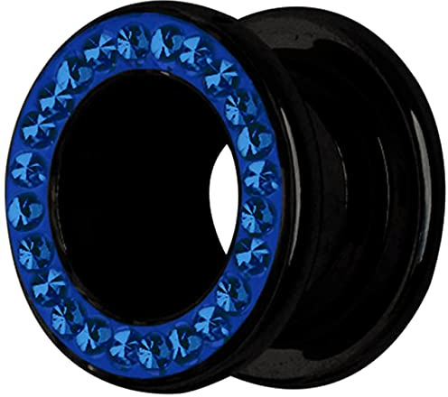 Modern Nature Piercing-Schmuck Ohrpiercing Flesh Tunnel schwarz in 3-18 mm mit Steinkranz und Epoxy Beschichtung