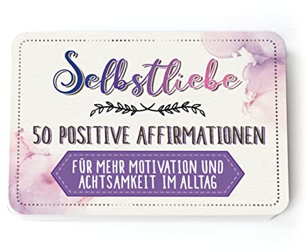 TypeStoff Affirmationskarten - Selbstliebe - 50 positive Affirmationen für mehr Motivation und Achtsamkeit, DIN A7 zum Thema Persönlichkeitsentwicklung, positives Mindset und Coaching - AK-01305