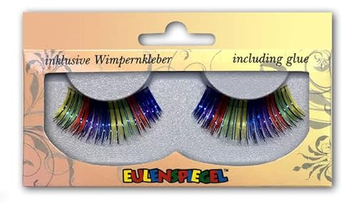 NEU 1 Paar Künstliche Wimpern inkl. Wimpernkleber & Anleitung, Regenbogen