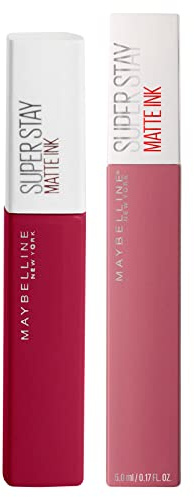 Maybelline New York SuperStay Matte Ink Lippentönung mit langanhaltender Deckwirkung. Make-up-Set mit 2 Lippenstiften 115 Founder und 15 Lover