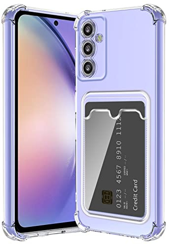 ÁRBOLORO Hülle für Samsung Galaxy A54 5G mit Kartenfäch Transparent Silikon TPU Handyhülle Ultra Dünn Weiche Stoßfest Flexibel Handy Tasche Bumper Case für Samsung Galaxy A54 5G