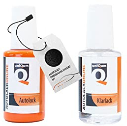 uniQum Autolack Stift + Klarlack im Vorteilsset fürs Auto für MERCEDES OBSIDIANSCHWARZ 197 Autolack Reparatur 2 x 30 ml