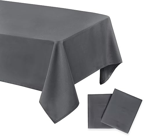 DWCN 2 Stück Hellgrau Tischdecke Fleckschutz Abwaschbar Waschbar 140x200cm | Tischwäsche Schmutzabweisend Wasserabweisend Tischtuch für Esszimmer, Garten, Party, Hochzeiten oder Haushalt, Ganzjährig