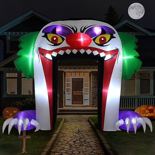 ZPISF Giant 10 FT Halloween Inflatables Clown Archway Outdoor Decorations, Scary Halloween Arch Blow Up Yard Decorations for Front Yard Lawn Garden Decor