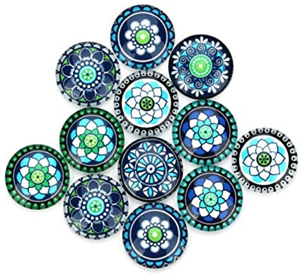Lurrose 1 20 Stück Cabochons blaue Accessoires Mosaik scrapbook scheckheft Fliese Schmuck Edelsteinpaste Edelsteinglas die Blumen Glasbaustein Knopf Material