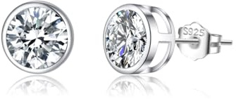 SLUYNZ Sterling Silver CZ Earrings Studs for Women Teens Simulated Diamond Studs Earrings Crystal Earrings 5MM/6MM/7MM
