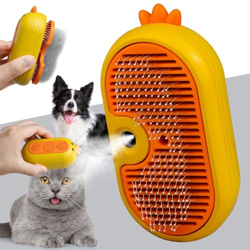 TOHDHC Katze Dampfbürste, Spray Katze Bürste mit Release Button, Selbstreinigende Dampf Haustier Bürste für Katzen Shedding, Katze Grooming Bürste zum Entfernen von Knoten,Loses Haar