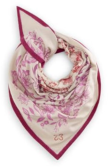 CODELLO Damen Hochwertiges Feinstrick-Dreieckstuch mit handgedrucktem Blumen-Motiv