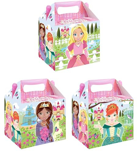 24 x Princess Birthday Party Boxes - Kids Themed Birthday Party Favour Food Gift Cake Box for Goodies & Treats Empty Cardboard Box to Fill