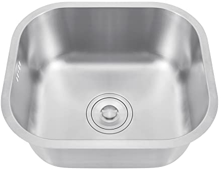 KayEsampra Évier de cuisine Cuve simple, Acier Inoxydable 42.5 x 36.2 x 20 cm Cuve Simple,Montage à Encastrer, à Fleur ou Sous Plan Evier Cuisine，Évier rond et carré, Évier de cuisine encastré