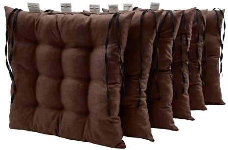 Wasserabweisend Stuhlkissen 6 Stk. 40x40 cm - Sitzkissen Outdoor mit Bindebändern - Sitzkissen Widerstandsfähig gegen Feuchtigkeit – Ideal für Innen- und Außenbereiche - Leicht zu Reinigen