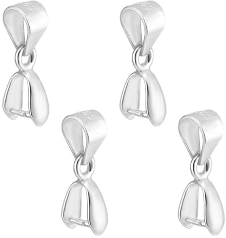 GOMAKERER 4 Stück 925 Sterling Silber Klemmösen Pinch Clip Bügelverschluss Perlenanhänger Verschluss Verbinder Metallclip Schnalle Schmuckzubehör Für Halsketten Ohrringe Armbänder Schmuckherstellung