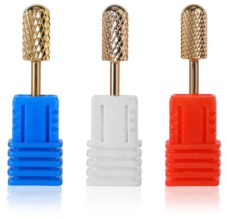 3 Stück Gold Nail Drill Bits, Wolframcarbid Hartmetall Nagelfräser Bits Maniküre Bits Für Nagelfräser, Bohrer Nagelfräser Aufsätze Konischer Fräser Bits Für Maniküre Pediküre Elektrische Polierspitze