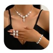 Gkaopi Juegos de Joyas Mujer Glamour Colgante Collar Rhinestone Pendientes y Pulsera Juego de Joyas para La Novia Conjunto de Bisutería para Mujeres Fiesta Prom