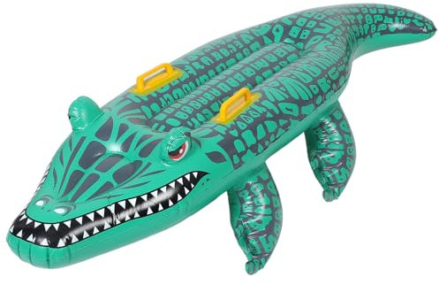 TOYANDONA Inflatable Reptile Pool Float Board for Boys and Girls and Adults Green Swimming Pool Float Mat with Ride-on Design Sturdy Water Toy for Beach