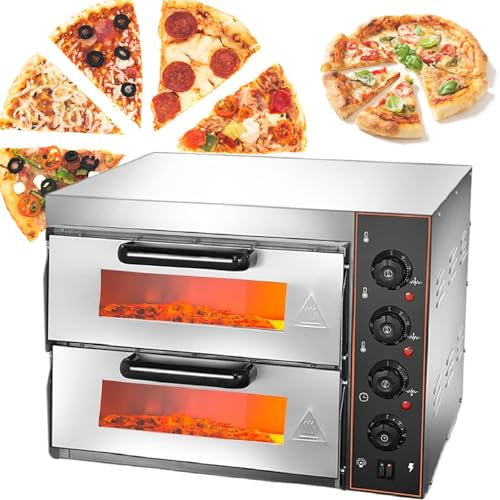 Commercial Pizza Oven Double-Layer, Electric Pizza Oven 16 Multipurpose Toaster Bake Broiler, for Restaurant Home Use,220V