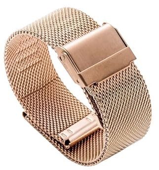 NRERDMT Compatibile con cinturino ad anello milanese 18mm 20mm 22mm cinturino universale da polso in metallo in acciaio inossidabile a sgancio rapido cinturino intelligente for uomo donna(Rose gold,18