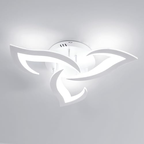 SENQIU Plafoniera LED Soffitto Moderna, 36W 4050LM Lampada da Soffitto | Luce Fredda 6500K Argento, Lampadario LED per Soggiorno, Camera da Letto, Cucina, Ufficio, Sala da Pranzo, 52CM