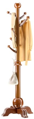 WPPTNSFY Perchero de Pie en Forma de Árbol con Base de Cuatro Patas, Árbol de Pasillo con 7 Ganci, Perchero de Pie de Madera, para Entrada, Pasillo, Dormitorio, 47×183 CM, Marrón
