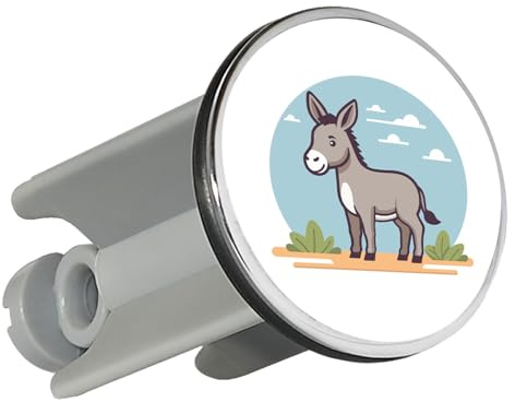 Huuraa Waschbeckenstöpsel süßer Esel Comic Geschenk | Universal Stopfen 4cm höhenverstellbar Abflussstopfen Geschenkidee Stöpsel mit Motiv für das Waschbecken