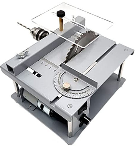 Portable Table Saw for Woodworking Electric Cutting Tool for DIY Projects Miniature Bench Top Saw for Indoor Use Compact Size (19x16.5x10cm)