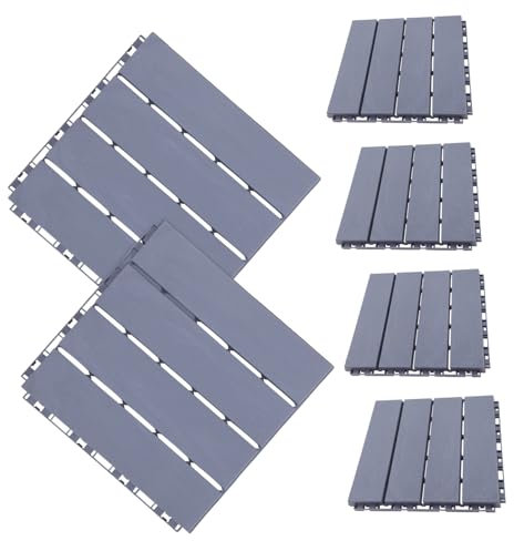 NUOBESTY 6 Pezzi Pavimento in Plastica Lastre All'aperto Pavimenti Includere Pavimentazione Per Patio Esterno Piastrella Copertura Giardino Dietro La Casa Grey Pp