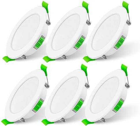 Mizlay LED Einbaustrahler 230V Dimmbar 4W 88mm (Lochmaß 68-75mm), IP44 Außen LED Spots Warmweiß Neutralweiß Kaltweiß, Flach Deckenspots Einbauleuchten Einbauspot Weiß für Badezimmer Innen 6er Set