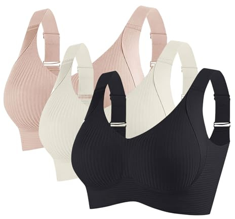 Lot De 3 Soutien Gorge sans Armature pour Femmes Push Up Anti-Affaissement Brassière Femme Poitrine Respirante Soutien-Gorge Grande Taille Classique Sports Lingerie Yoga Casual Bra