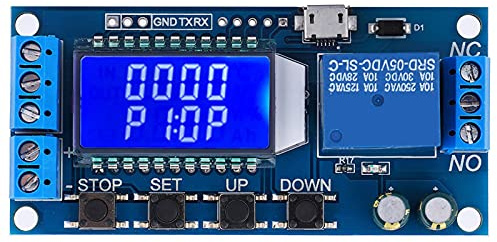 Watris Veiyi Zeitrelais 5V/12V/24V, Zeitschaltuhr Modul, Sonic Switch mit LCD Anzeige, 0.01S‑9999Min Relais für Industrieautomation