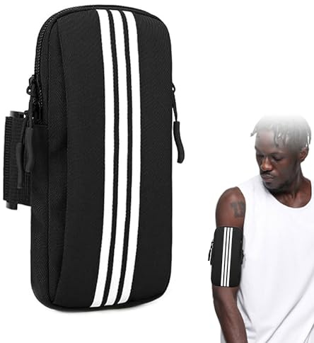 Fascia da braccio sportiva per smartphone 7 pollici 19x9cm nera impermeabile con doppia tasca regolabile per corsa palestra trekking ciclismo escursioni outdoor uomo donna