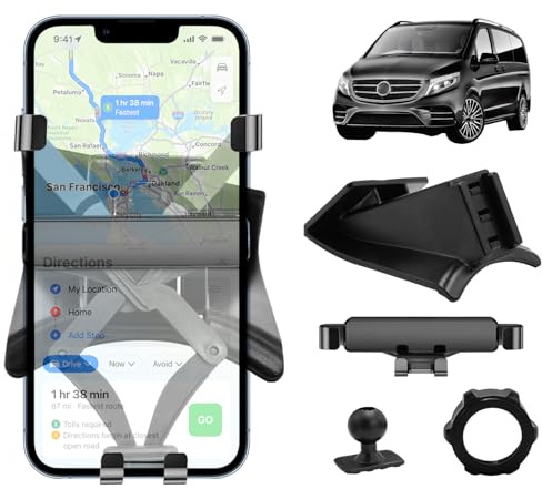 TTCR-II Soporte Teléfono Móvil Compatible con Mercedes Benz Clase V W447 | Soporte Movil Coche Clase V W447 2016 2017 2018 2019 2020 2021, 360°Giratorio Soporte para Teléfono para Mercedes Accesorios