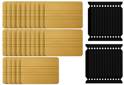 VViViD Gold Vinyl Wrap Squeegee - Nylon-Reinforced Tool for Car Wraps, Window Tint & Decals - (25 Pack w/ 25 felts)