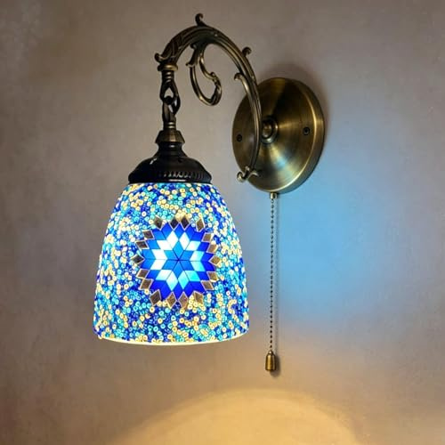 Türkische exotische Mosaik Wandlampe Handgefertigte Marokkanischer Stil Retro Lampe Schatten Drahtversion Dekorative Lichter für Schlafzimmer Weihnachten Flur Balkon Art Decor 220V