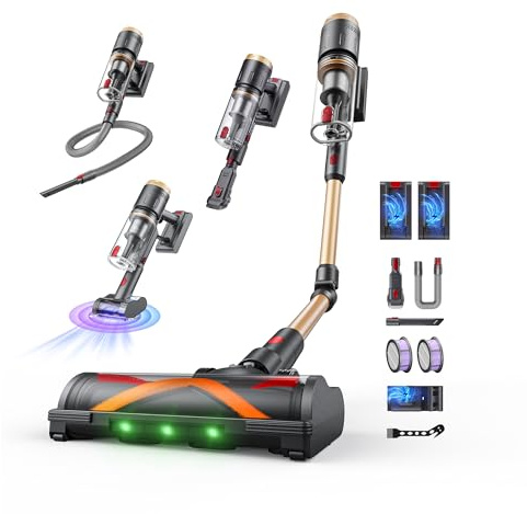 Circlio Aspiradora Sin Cable 58kPa/600W/150Min, Escoba Aspiradora sin Cable con Brazo Flexible, Manguera de 1m, Aspiradora Antiácaros para Colchones, Ideal para Suelos, Alfombras, Pelo de Mascotas