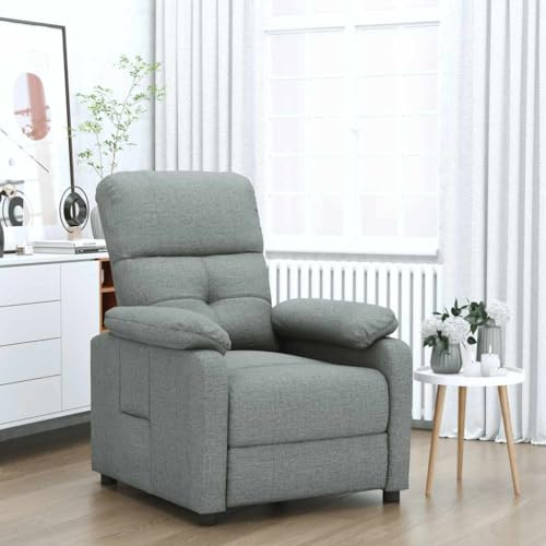 Yunovire Relaxfåtölj mörkgrå tyg, manuellt justerbar i 3 lägen, bekväm fåtölj för vuxna, sovrum, vardagsrum, mysiga loungemöbler, 73 x 90 x 100 cm