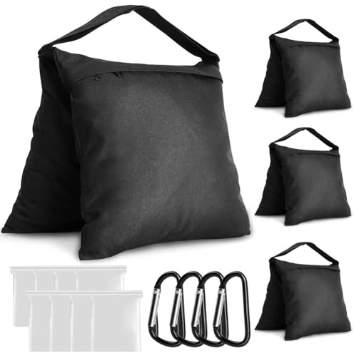 LOMUG Langlebige Sandsäcke, 4er Set Sandsack für Stativ Fotografie, Pavillon Gewichte, Beschwerungssäcke Oxford-Gewebe, Vielseitig Sandsack für Lichtständer, Zelte, Sonnenschirme, Hochwasserschutz