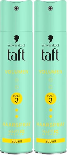 Schwarzkopf Taft Haarspray Volumen (250 ml), Haltegrad 3 Haarstyling für trockenes Haar, Volumen-Haarspray, vegane Formel* (Packung mit 2)