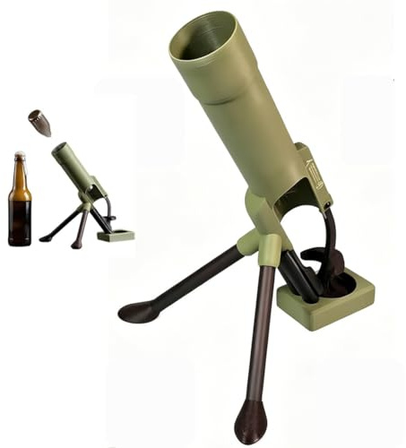 Mortar Beer Bottle Opener, Automatic Push Down Bottle Opener for 300ml/12oz Bottles, Funny Tactical Cap Launcher, Hands-Free Beer & Soda Opener, Novelty Bar Tool Gift for Home, Party & Camping