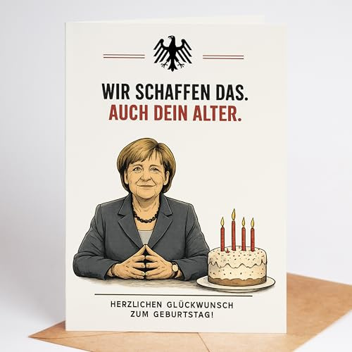 Lovely Cards Lustige Geburtstagskarte Mann – Merkel Geburtstagskarte | Witzige Geburtstagskarte für Männer | Humorvolle Glückwunschkarte zum 60. Geburtstag | Karte für Papa, Freund, Bruder & Kollegen