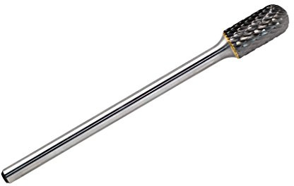 YUFUTOL SC-5L4 Tungsten Carbide Burr - 4” (101.6mm) Long Double Cut Carbide Burr File (1/2” Cutter Dia X 1”Cutter Length) with 1/4’’ shank, Cylinder with Ball Nose Shape, 1pcs