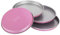Zenker 7470 Lot de 4 moules ronds pour gâteaux à étages, moule à gâteau rond, set de moules pour layer cake, Acier inoxydable, Rose, 17 cm