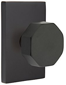 Emtek Durchgangs-Set, moderne rechteckige Rosette, achteckiger Knauf (flach schwarz)
