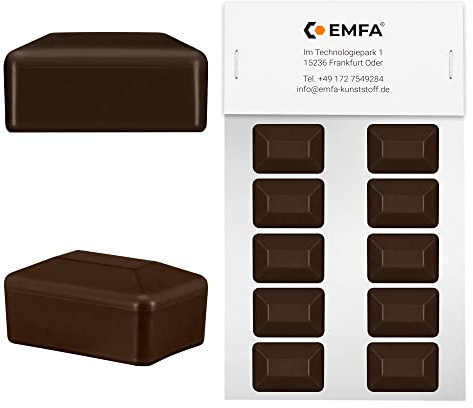 EMFA Zaunpfahlkappe rechteckig 40x60 mm Braun 10 Stück Pfostenkappen Kunststoff Pfostenkappen Abdeckkappen Zaunkappen