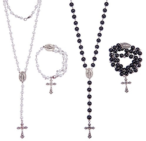SUNNYCLUE Rosenkranz Machen Kit Perlen Bead Rosenkranz Halskette DIY Kit - 6mm & 8mm handgefertigte Perlen Ketten, Kruzifix, Rosenkranz Herzstück-Machen 2 Rosenkränze