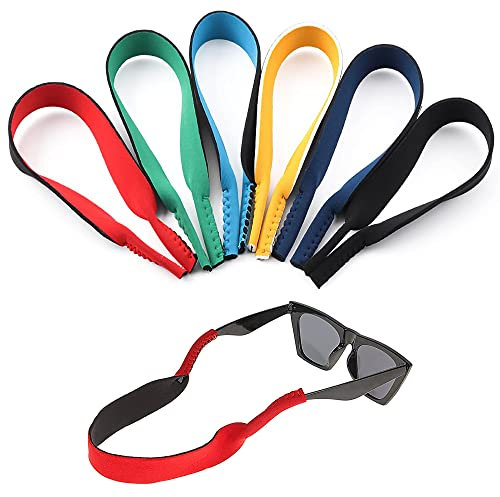 Surplex 6 Pack Neoprene Elastic Cord Retainer Strap Band for Sports Eyeglass and Sunglass, Eyewear Holder Strap Glasses Head Band Floater Anti-Slip Elastic Cord Rope String Holder for Men Women Kids