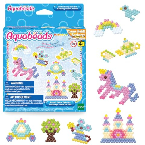 Aquabeads 31506 Pastell Märchenwelt Set - Themen Nachfüllset, Wasserperlen, Bastelspaß für Kinder ab 4 Jahren, ohne Bügeln oder Kleben