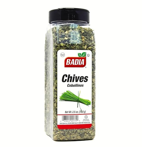 Badia Dried Chives, 2.5 oz – Premium Air-Dried Chives – Fresh & Flavorful for Cooking, Soups, Salads, Eggs, Dips, and More – Sealed for Freshness