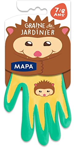 MAPA - Seme di Giardiniere - Guanti da Giardinaggio per Bambini - Tessuto poliammide con rivestimento in nitrile - Protezione e Comfort - 1 paio - Taglia 7/8 anni - Colore Casuale