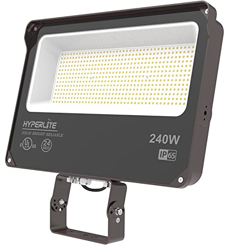 HYPERLITE LED Flood Light 240W 28800LM 5000K Daylight IP65 Waterproof Outdoor Floodlights UL Certified for Court,Garden,Warehouse